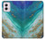 W3920 Abstract Ocean Blue Color Mixed Emerald Hard Case and Leather Flip Case For Motorola Moto G Power 5G (2024)