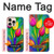 W3926 Colorful Tulip Oil Painting Hard Case and Leather Flip Case For iPhone 16 pro max