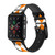CA0722 Black Orange White Argyle Plaid Silicone & Leather Smart Watch Band Strap For Apple Watch iWatch