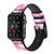 CA0792 Pink Floral Pattern Silicone & Leather Smart Watch Band Strap For Apple Watch iWatch