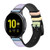 CA0798 Colorful Rainbow Pastel Silicone & Leather Smart Watch Band Strap For Samsung Galaxy Watch, Gear, Active