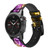 CA0801 Cute Mini Heart Neon Graphic Silicone & Leather Smart Watch Band Strap For Garmin Smartwatch