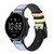 CA0798 Colorful Rainbow Pastel Silicone & Leather Smart Watch Band Strap For Fossil Smartwatch