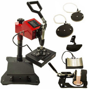 5-in-1 Heat Press 6" x 8" Swing Arm, Mug, Cap & Plate Press 5-in-1 Heat Press 6" x 8" Swing Arm, Mug, Cap & Plate Press