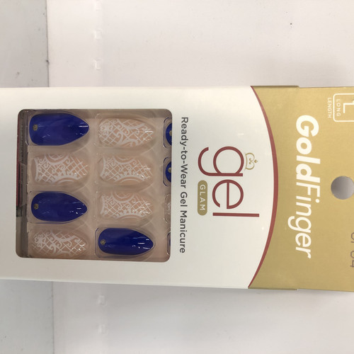 Kiss Goldfinger Gel Glam Blue Lace Long Nails GF84 ZO635