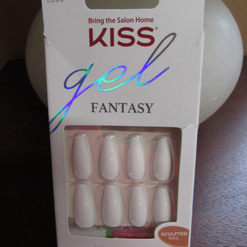 Kiss Gel Fancy Manicure Long White Sculpted Nails 86796 ZAA04
