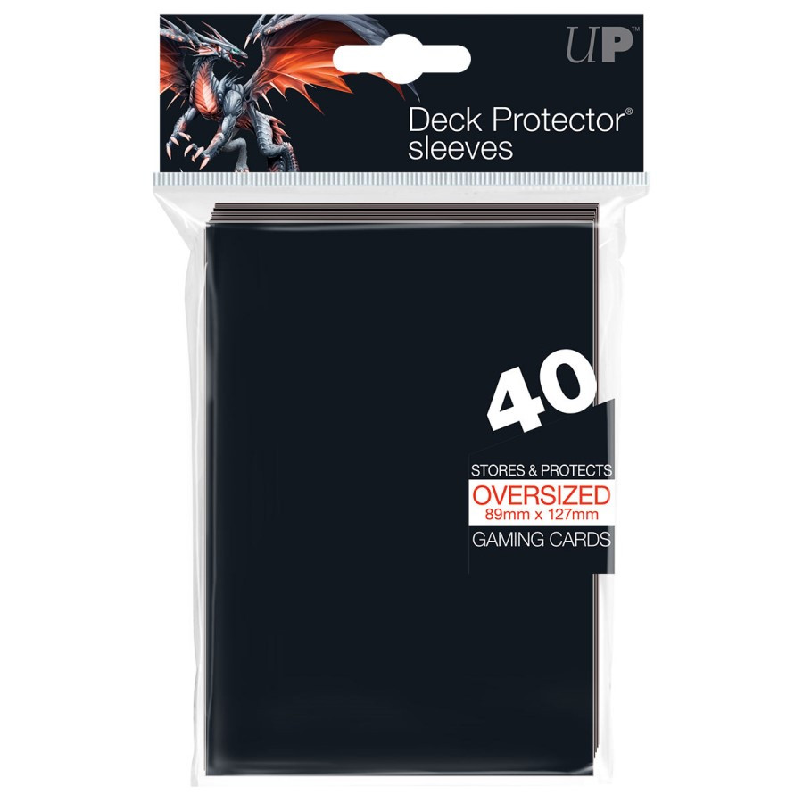 Top-Loading Oversized Deck Protector Sleeves (40): Black - Shuffle