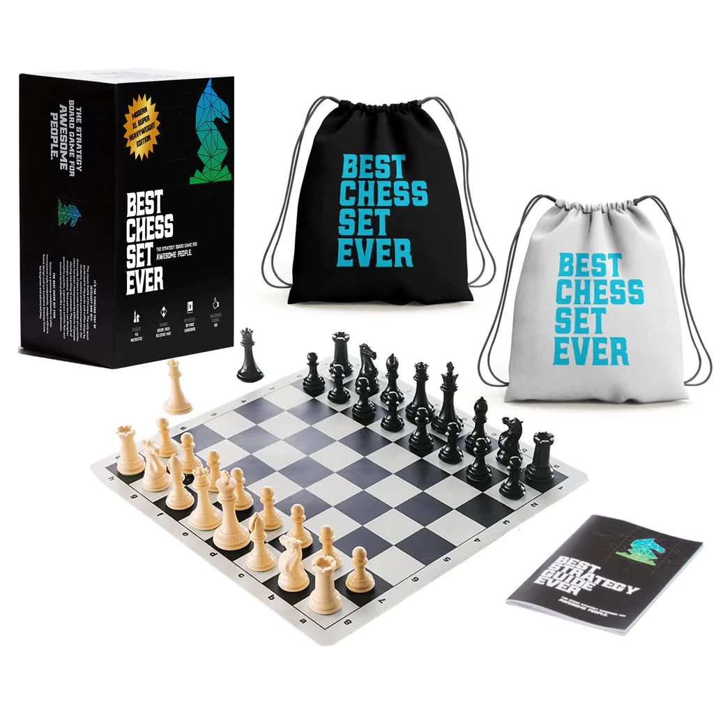 Best Chess Set Ever Black/Natural DualSided Shuffle and Cut Games