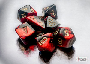 Gemini: Mini-Polyhedral Black-Red/gold 7-Die Set Gemini: Mini-Polyhedral Black-Red/gold 7-Die Set