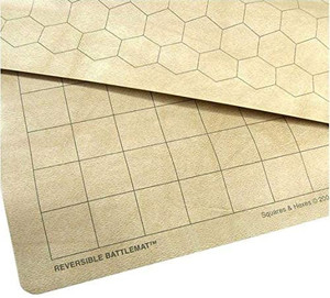 Reversible Battlemat: 1 inch Squares & Hexes Reversible Battlemat: 1 inch Squares & Hexes