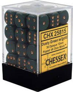 12mm d6 Dice Block (36): Opaque Dusty Green/copper 12mm d6 Dice Block (36): Opaque Dusty Green/copper