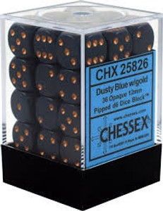12mm d6 Dice Block (36): Opaque Dusty Blue/copper 12mm d6 Dice Block (36): Opaque Dusty Blue/copper
