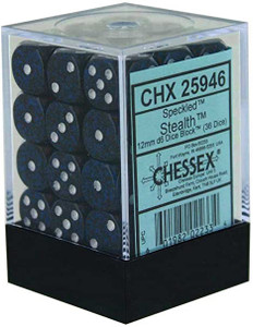 12mm d6 Dice Block (36): Speckled Stealth 12mm d6 Dice Block (36): Speckled Stealth