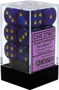 16mm d6 Dice Block (12): Borealis Royal Purple/gold 16mm d6 Dice Block (12): Borealis Royal Purple/gold
