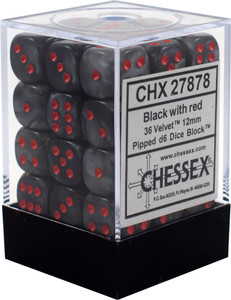 12mm d6 Dice Block (36): Velvet Black/red 12mm d6 Dice Block (36): Velvet Black/red