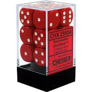 16mm d6 Dice Block (12): Opaque Red/white 16mm d6 Dice Block (12): Opaque Red/white