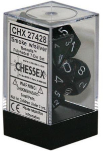 Polyhedral Dice Set (7): Borealis Smoke/silver Polyhedral Dice Set (7): Borealis Smoke/silver