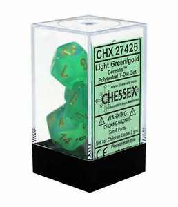 Polyhedral Dice Set (7): Borealis Light Green/gold Polyhedral Dice Set (7): Borealis Light Green/gold