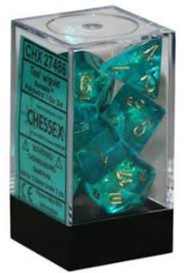 Polyhedral Dice Set (7): Borealis Teal/gold Polyhedral Dice Set (7): Borealis Teal/gold