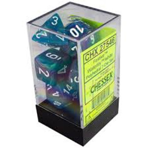 Polyhedral Dice Set (7): Festive Waterlily/white Polyhedral Dice Set (7): Festive Waterlily/white