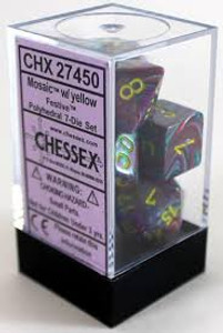 Polyhedral Dice Set (7): Festive Mosaic/Yellow Polyhedral Dice Set (7): Festive Mosaic/Yellow