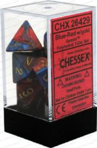 Polyhedral Dice Set (7): Gemini Blue-Red/gold Polyhedral Dice Set (7): Gemini Blue-Red/gold