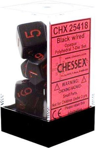 Polyhedral Dice Set (7): Opaque Black/red Polyhedral Dice Set (7): Opaque Black/red