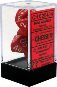 Polyhedral Dice Set (7): Opaque Red/white Polyhedral Dice Set (7): Opaque Red/white
