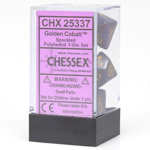 Polyhedral Dice Set (7): Speckled Golden Cobalt Polyhedral Dice Set (7): Speckled Golden Cobalt