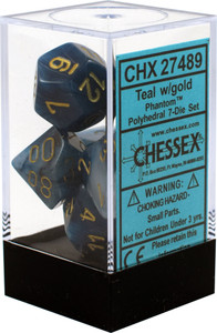 Polyhedral Dice Set (7): Phantom Teal/gold