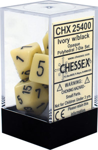Polyhedral Dice Set (7): Opaque Ivory/black Polyhedral Dice Set (7): Opaque Ivory/black