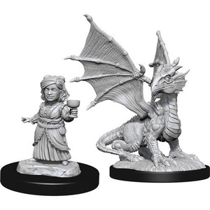 D&D Nolzur's Miniatures: Silver Dragon Wyrmling & Halfling Dragon Friend W13 D&D Nolzur's Miniatures: Silver Dragon Wyrmling & Halfling Dragon Friend W13