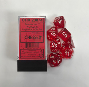 Polyhedral Dice Set (7): Translucent Red/white Polyhedral Dice Set (7): Translucent Red/white