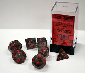 Polyhedral Dice Set (7): Translucent Smoke/red Polyhedral Dice Set (7): Translucent Smoke/red