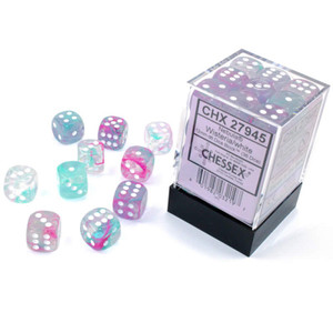 12mm d6 Dice Block (36): Nebula Wisteria/white 12mm d6 Dice Block (36): Nebula Wisteria/white