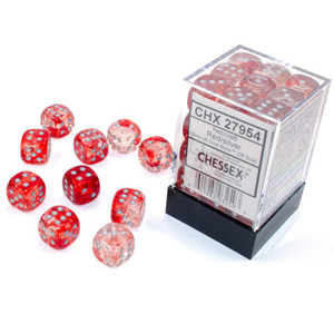 12mm d6 Dice Block (36): Nebula Red/silver 12mm d6 Dice Block (36): Nebula Red/silver