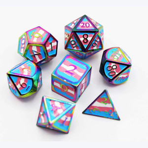 Metal RPG Dice Set: Trans Pride Flag Metal RPG Dice Set: Trans Pride Flag