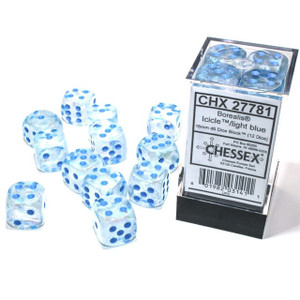 16mm d6 Dice Block (12): Borealis Icicle/light blue 16mm d6 Dice Block (12): Borealis Icicle/light blue