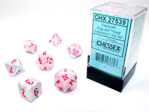 Polyhedral Dice Set (7): Festive Pop Art/red Polyhedral Dice Set (7): Festive Pop Art/red