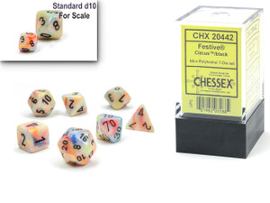 Mini-Polyhedral Dice Set: Festive-Circus/black Mini-Polyhedral Dice Set: Festive-Circus/black