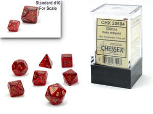 Mini-Polyhedral Dice Set: Glitter-Ruby/gold Mini-Polyhedral Dice Set: Glitter-Ruby/gold
