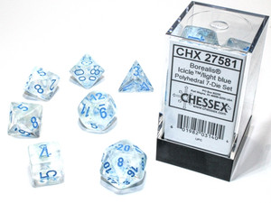 Polyhedral Dice Set (7): Borealis Icicle/light blue Polyhedral Dice Set (7): Borealis Icicle/light blue
