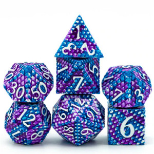 Metal RPG Dice Set: Ice Dragon Scale Metal RPG Dice Set: Ice Dragon Scale