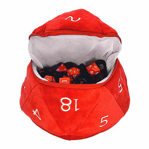 Dungeons & Dragons D20 Plush Dice Bag: Red/White Dungeons & Dragons D20 Plush Dice Bag: Red/White