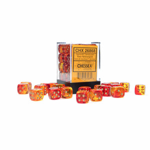 12mm d6 Dice Block (36): Gemini Translucent Red-Yellow/gold 12mm d6 Dice Block (36): Gemini Translucent Red-Yellow/gold
