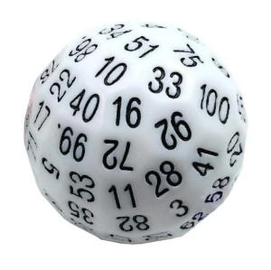 100 Sided Die: White 100 Sided Die: White