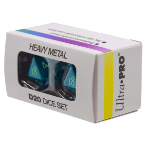 Vivid Heavy Metal D20 Dice Set (2ct): Teal Vivid Heavy Metal D20 Dice Set (2ct): Teal