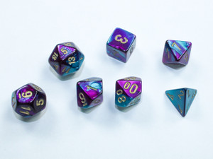 Mini-Polyhedral Dice Set: Gemini Purple-Teal/gold Mini-Polyhedral Dice Set: Gemini Purple-Teal/gold