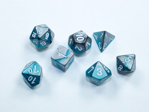 Mini-Polyhedral Dice Set: Gemini Steel-Teal/white Mini-Polyhedral Dice Set: Gemini Steel-Teal/white
