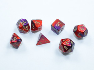 Mini-Polyhedral Dice Set: Gemini Purple-Red/gold Mini-Polyhedral Dice Set: Gemini Purple-Red/gold